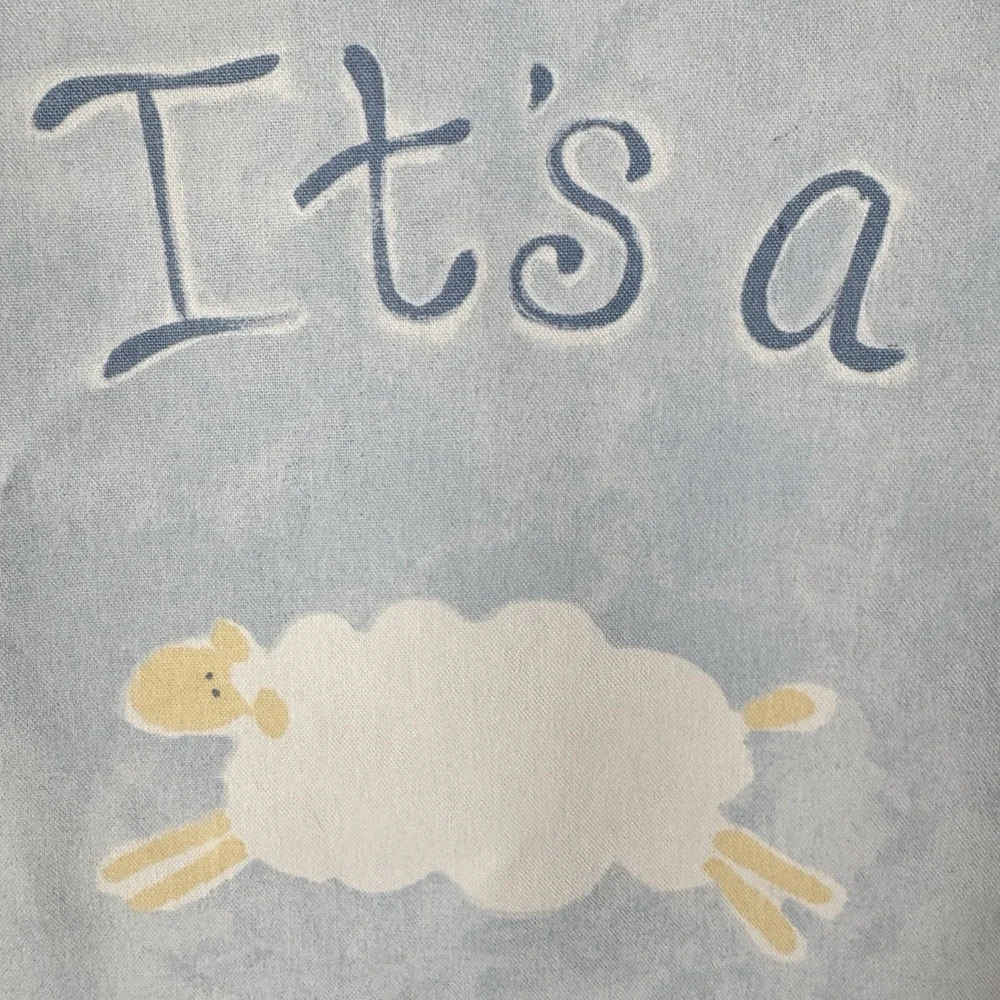 Vtg Y2k Pottery Barn Kids Baby Boy Sheep Canvas Wall Hanging‎ Art Banner Decor